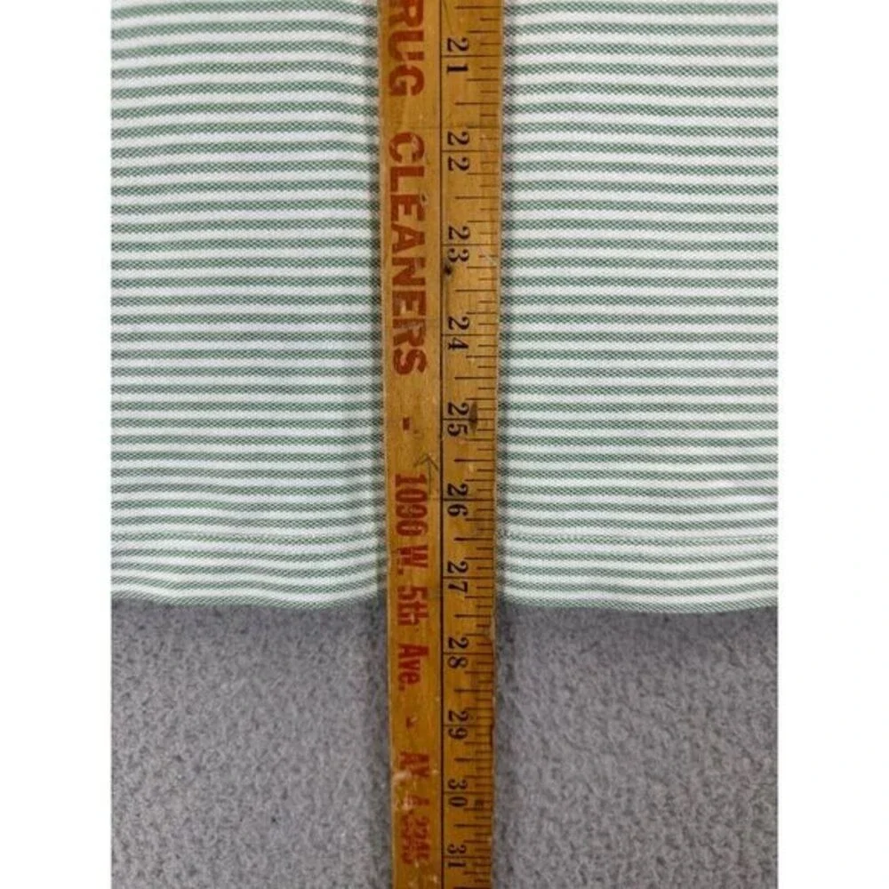 J Crew Polo Shirt Adult Large Green Striped 100% Cotton Rugby Short Sleeve Mens